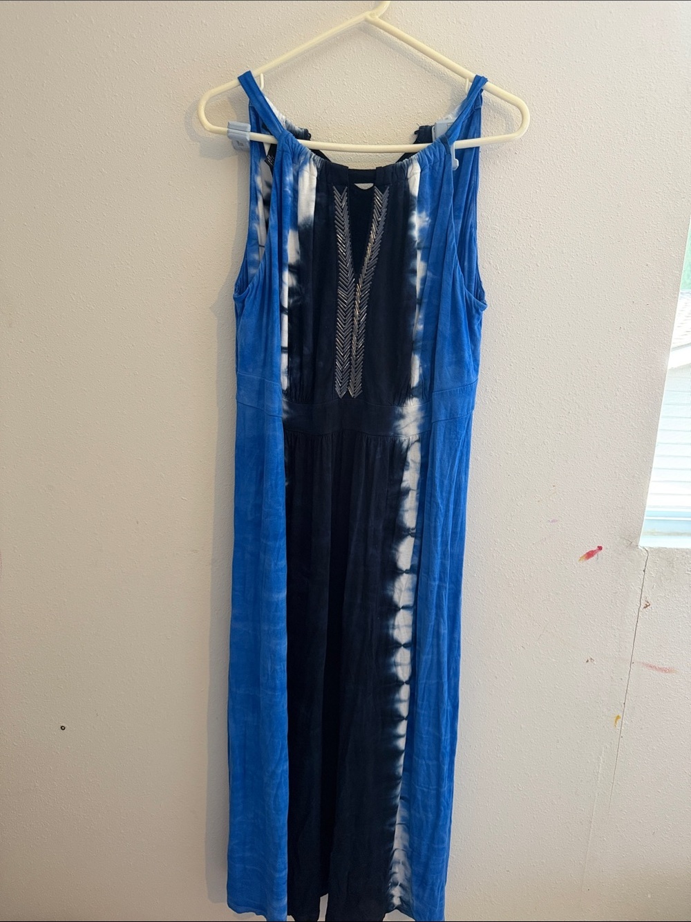 INC International Concepts Blue and Navy Tie-Dye Maxi Dress